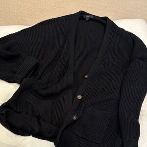 J Crew Black Fisherman Cardigan Sweater